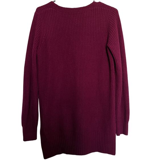 Autumn Cashmere Sweater S Burgundy VNeck Tunic 100% Cashmere Ribbed quietluxury - Picture 3 of 5